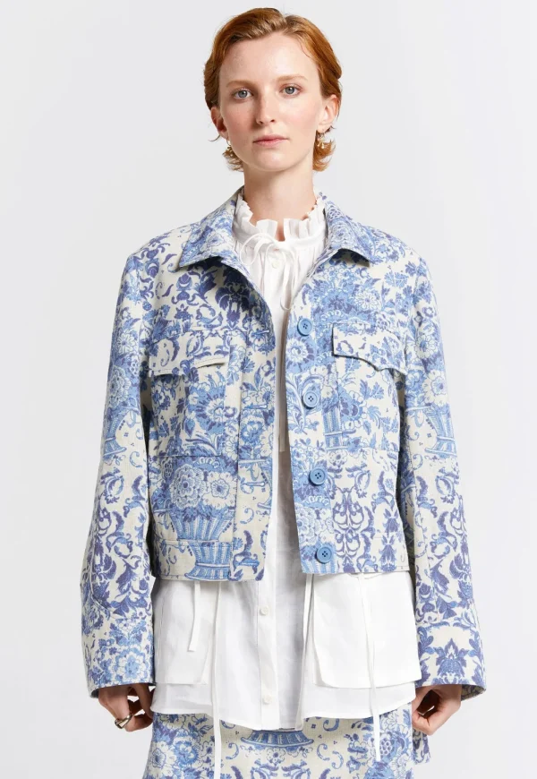 Best Antiquarian Jacket - Natural/Blue Women Blazers & Jackets
