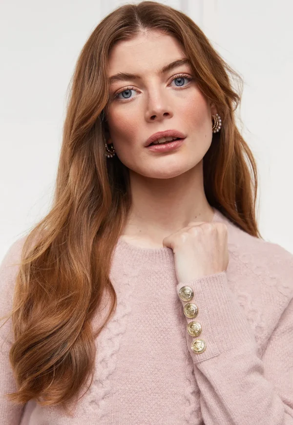 Fashion Astoria Half Cable Knit - Blush Pink Women Knitwear