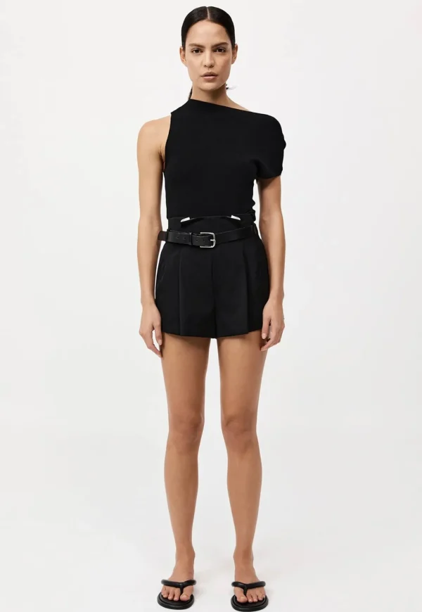 Fashion Asymmetric Knit Top - Black Women Tops & Tees