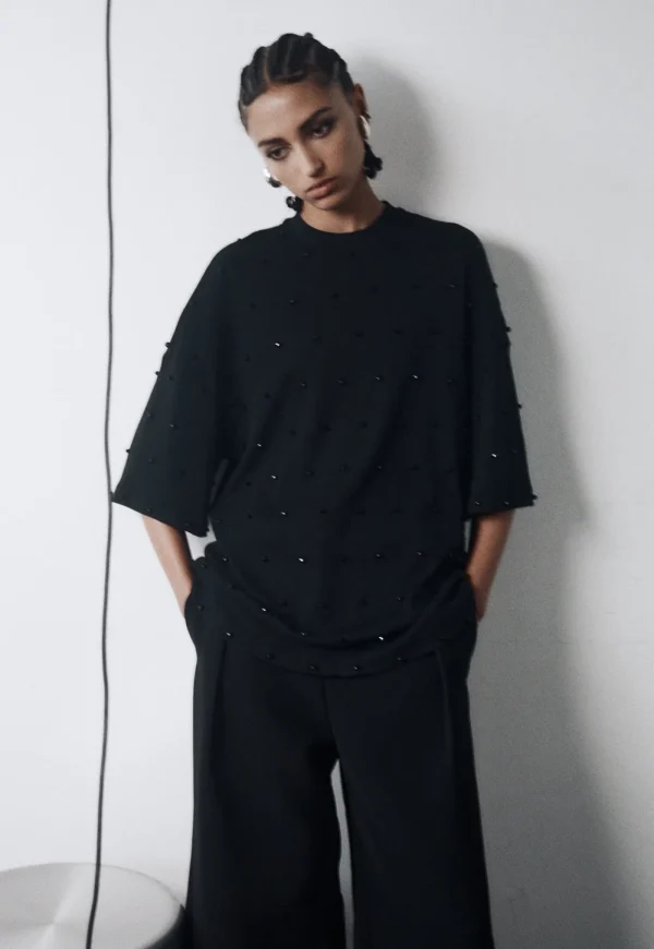 Outlet Beaded Gibson T-Shirt - Black Women Tops & Tees