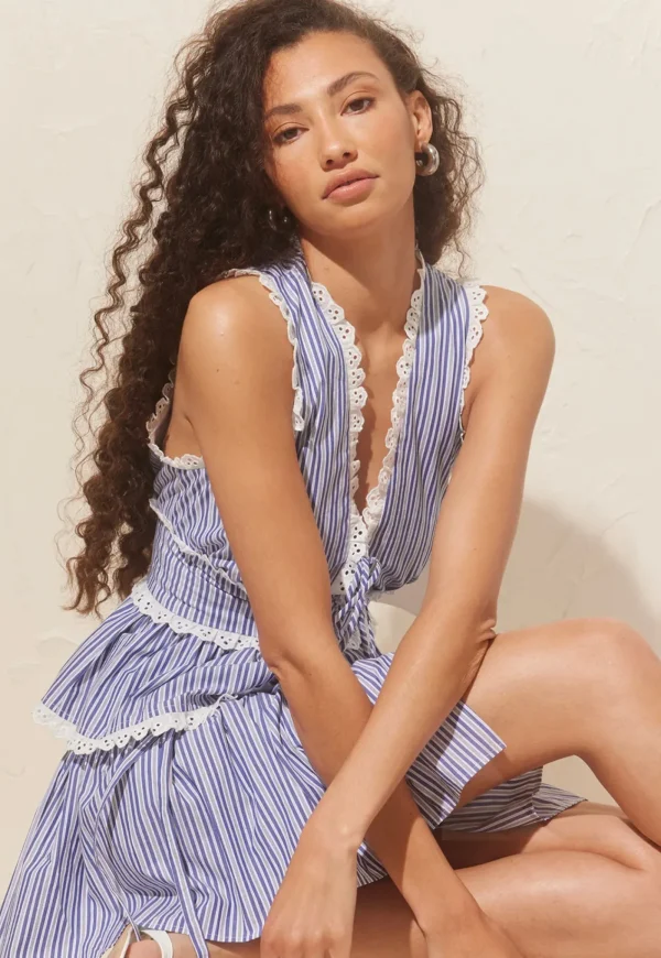 Best Benny Tie Top - Navy Stripe Women Tops & Tees