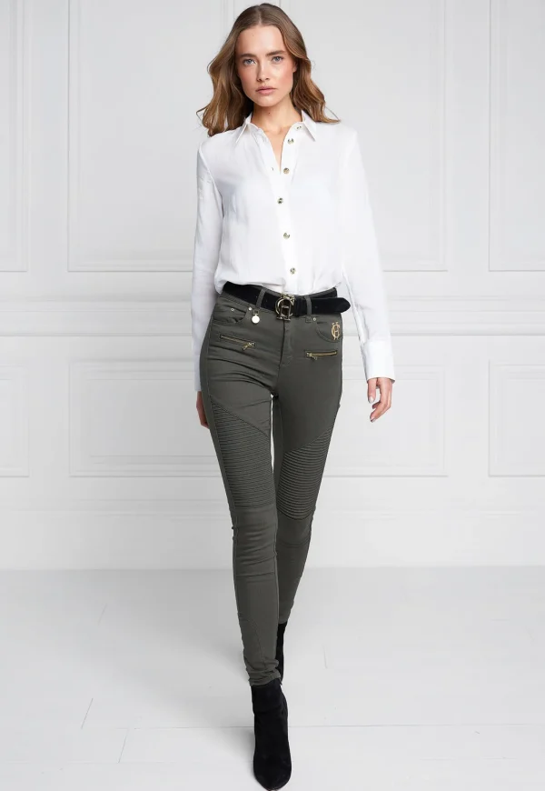Clearance Biker Jean - Hunter Green Women Denim