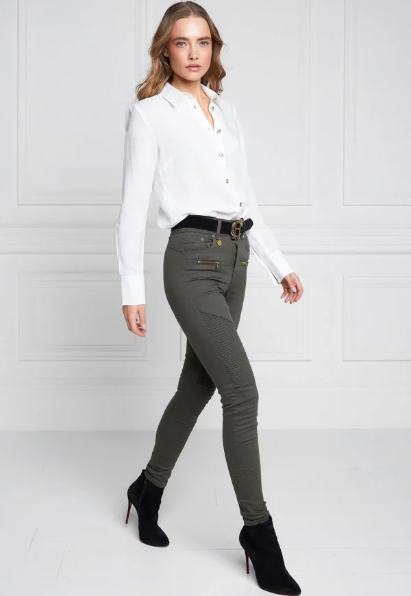 Clearance Biker Jean - Hunter Green Women Denim