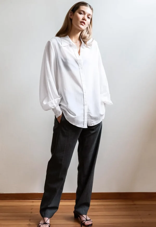 Sale Billow Sleeve Shirt - White Women Tops & Tees