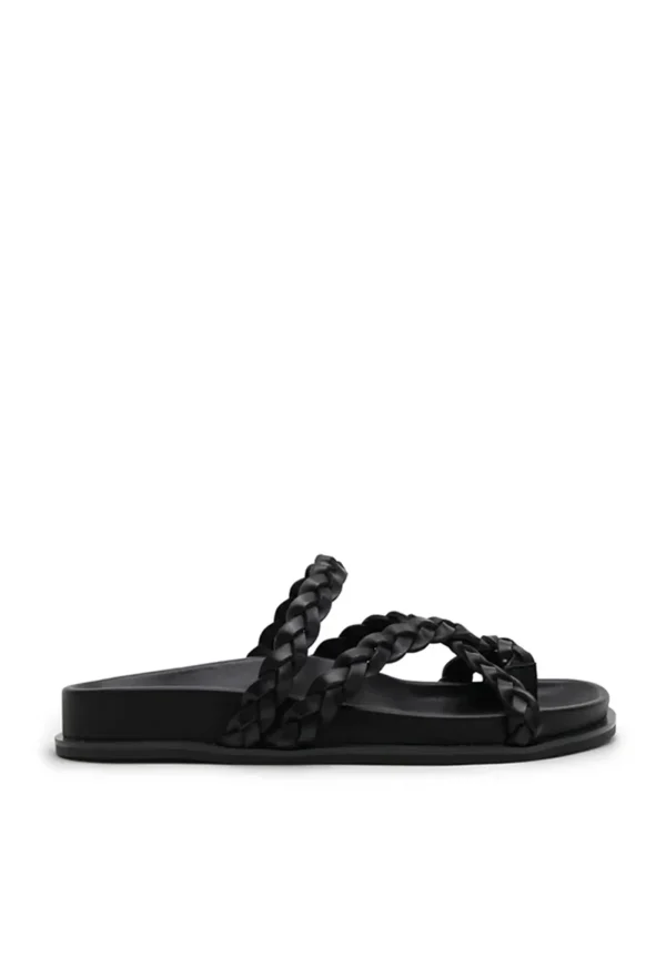 Clearance Braided Sandal - Black Women Footwear | Slides & Sandals