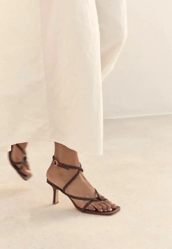 New Braided Strap Heel - Chocolate Women Footwear | Heels