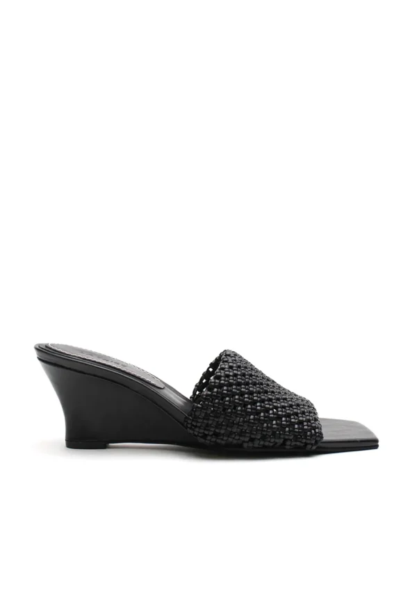 Outlet Braided Wedge Heel - Black Women Footwear | Heels