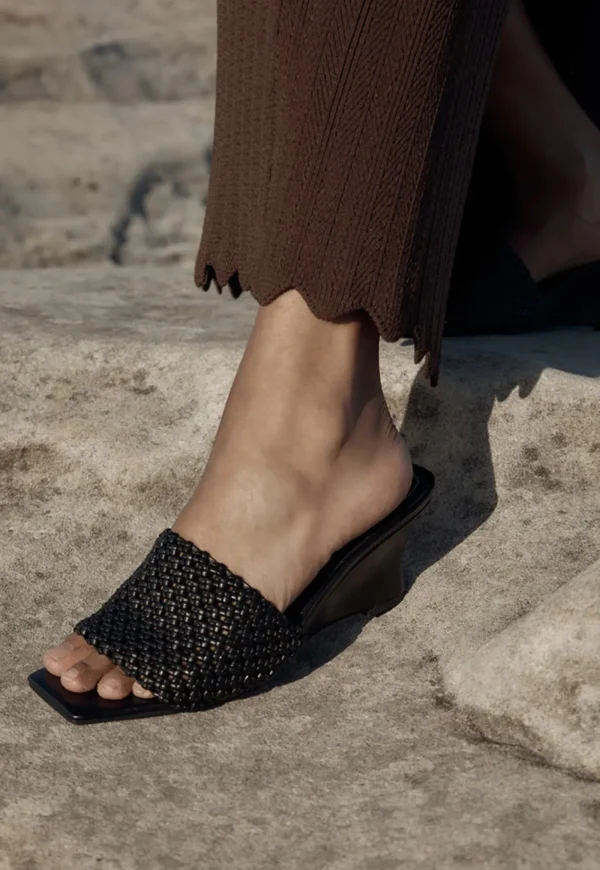 Outlet Braided Wedge Heel - Black Women Footwear | Heels