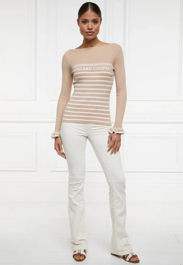 Clearance Bretton Boat Neck Knit - Light Camel Women Tops & Tees