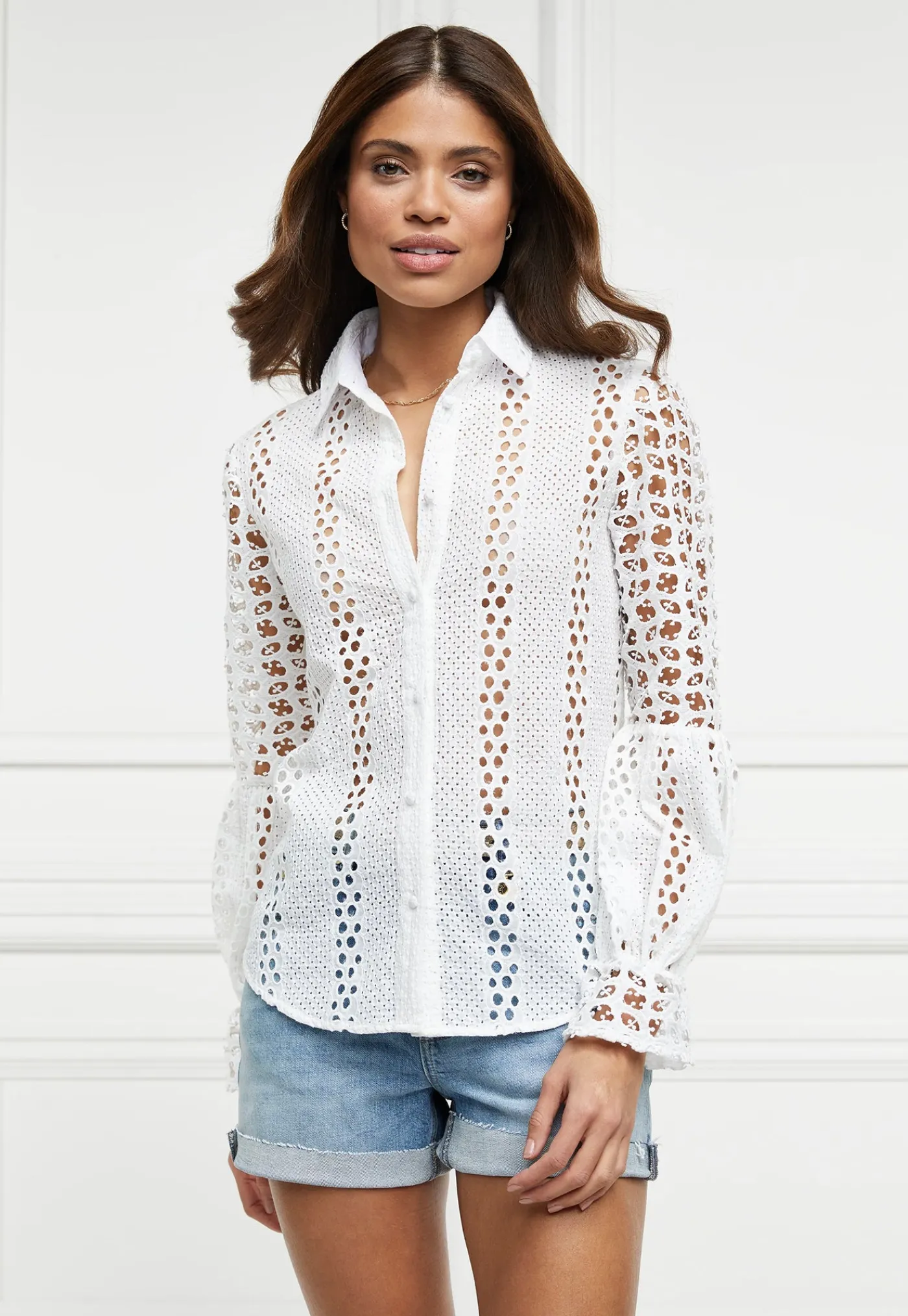 broderie_lace_shirt__whit_4.webp Clearance Broderie Lace Shirt - White Women Tops & Tees