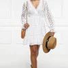 Sale Broderie Lace V-Neck Dress - White Women Dresses