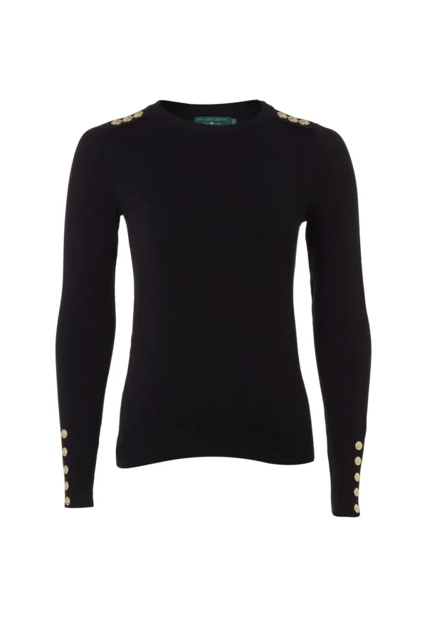 New Buttoned Knit Crew Neck - Black Women Tops & Tees | Knitwear