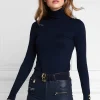 Sale Buttoned Knit Roll Neck - Ink Navy Women Tops & Tees
