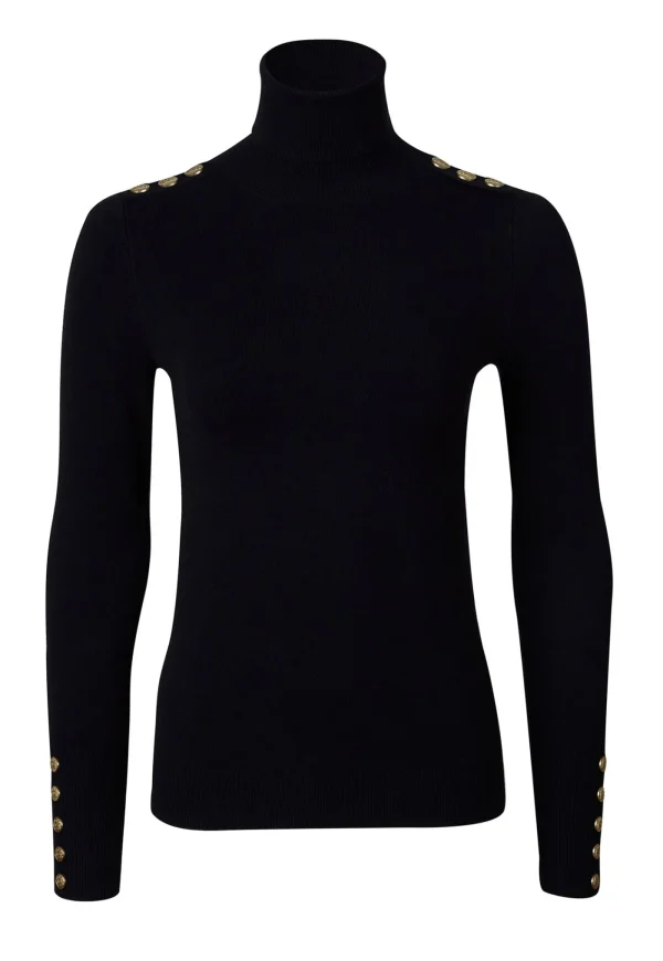Sale Buttoned Knit Roll Neck - Black Women Tops & Tees | Knitwear