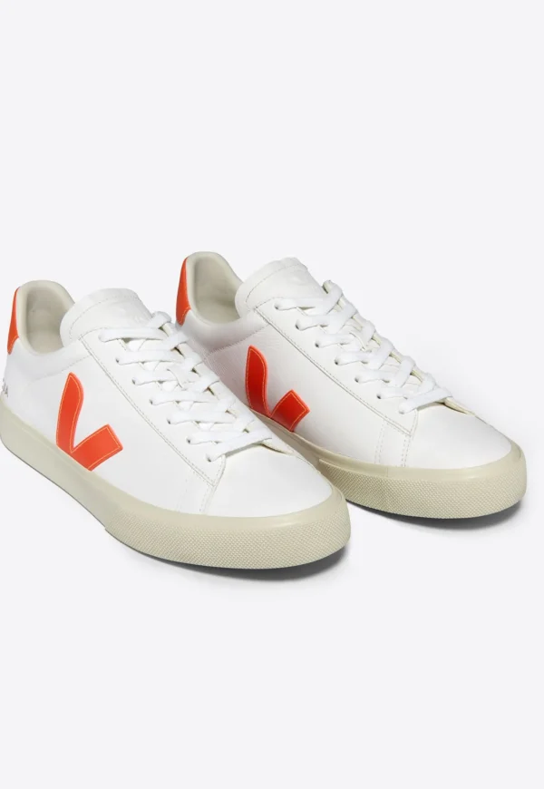 Outlet Campo Chromefree Leather - Extra White Orange Fluo Women Footwear | Sneakers