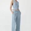Discount Carter Vest - Stone Blue Women Tops & Tees