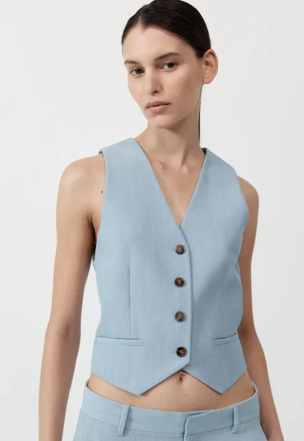 Discount Carter Vest - Stone Blue Women Tops & Tees