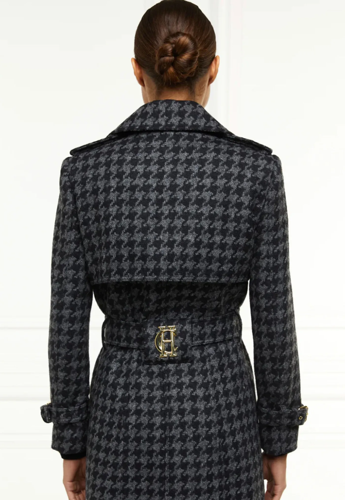 chelsea_trench_coat_full__5.webp Online Chelsea Trench Coat Full Length - Charcoal Houndstooth Women Coats