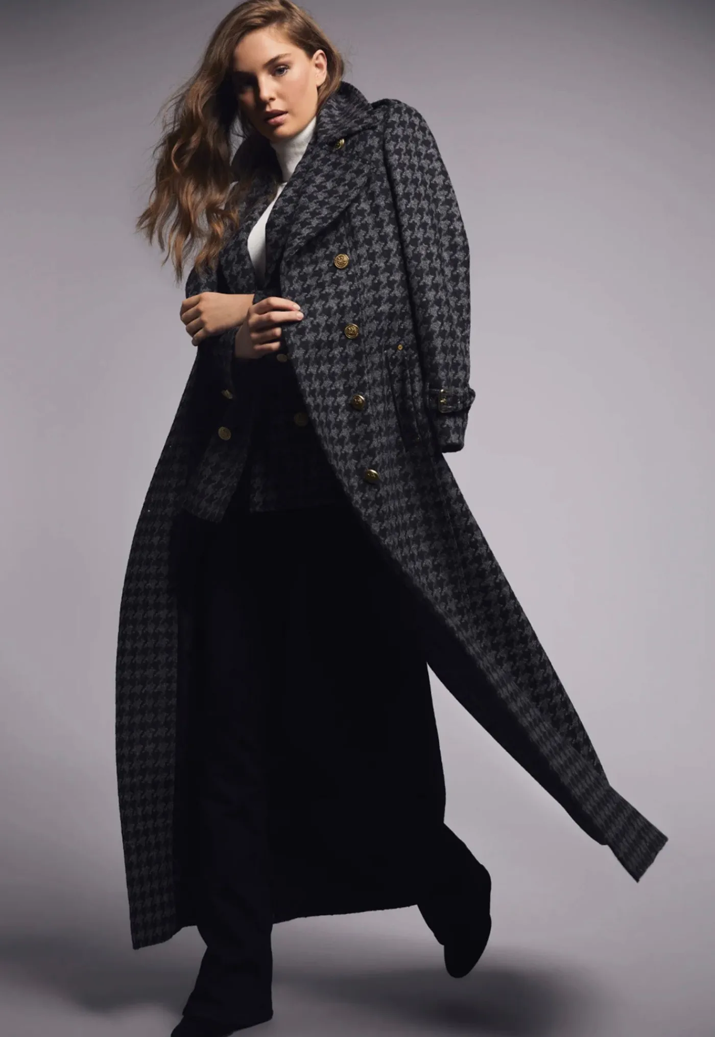 chelsea_trench_coat_full__7.webp Online Chelsea Trench Coat Full Length - Charcoal Houndstooth Women Coats