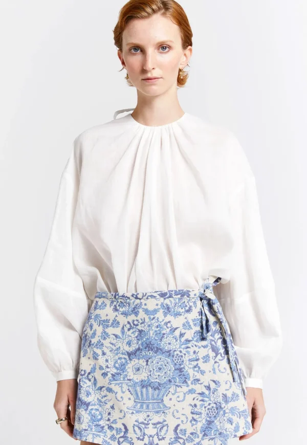 Hot Cherished Wrap Skort - Natural/Blue Women Skirts | Shorts