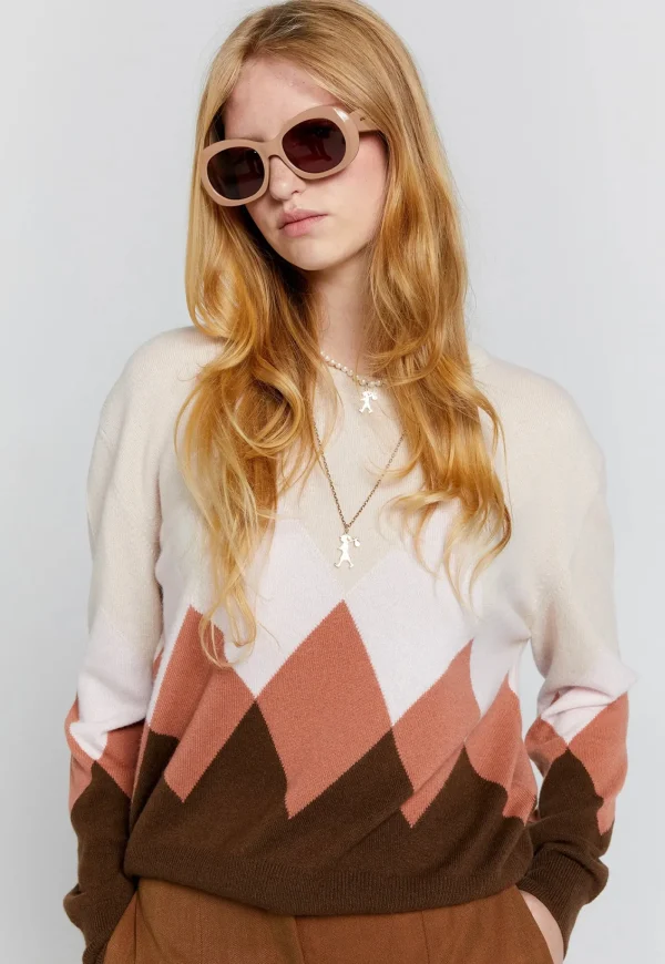 Fashion Classic Cashmere Sweater - Autumn Argyle Women Knitwear