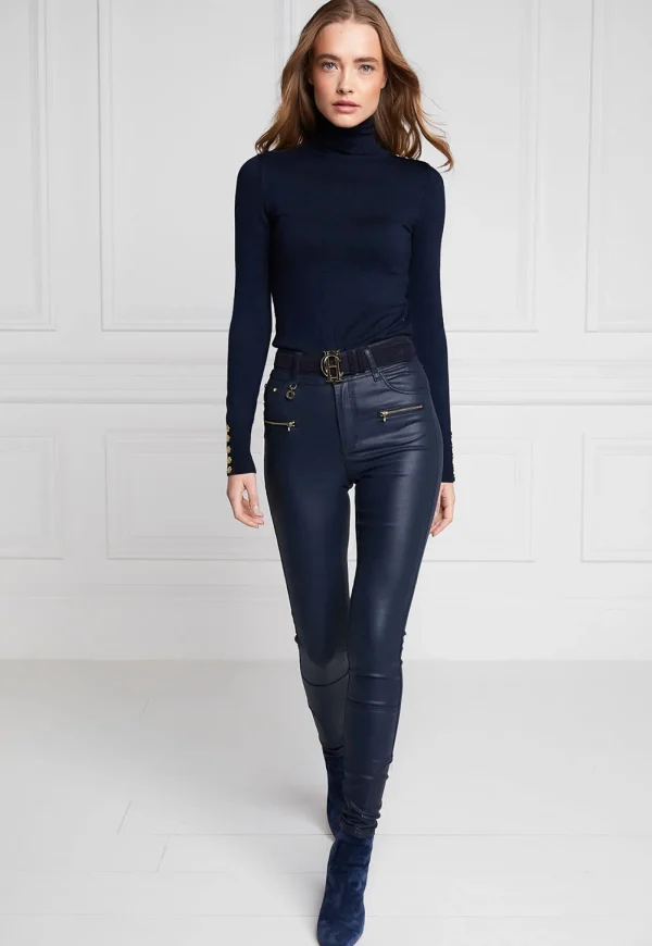 Fashion Coated Jodhpur Jean - Navy Women Denim