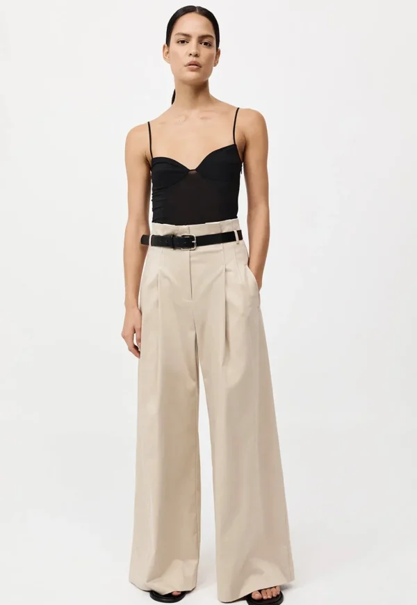 Online Cotton Paperbag Waist Trousers - Champagne Women Pants