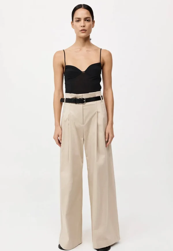 Online Cotton Paperbag Waist Trousers - Champagne Women Pants