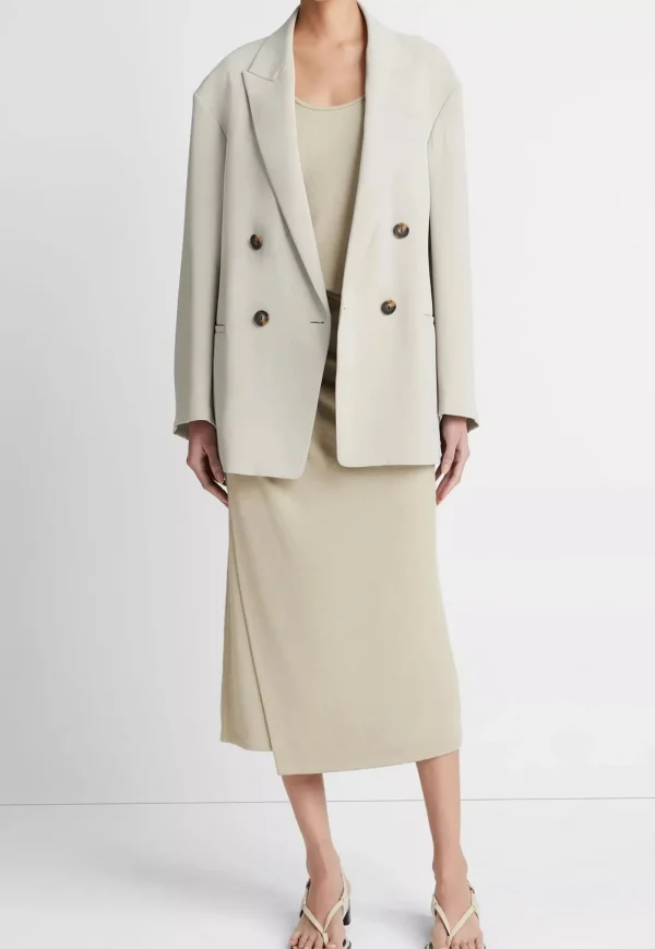 Clearance Crepe Double Breasted Blazer - Sepia Women Blazers & Jackets