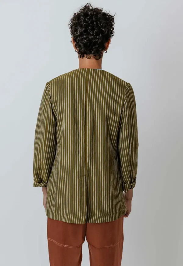 Sale Dean Blazer - Moss Stripe Women Blazers & Jackets