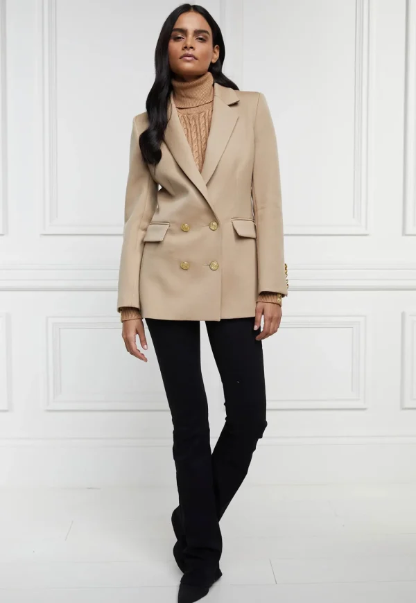 Best Double Breasted Blazer - Camel Twill Women Blazers & Jackets