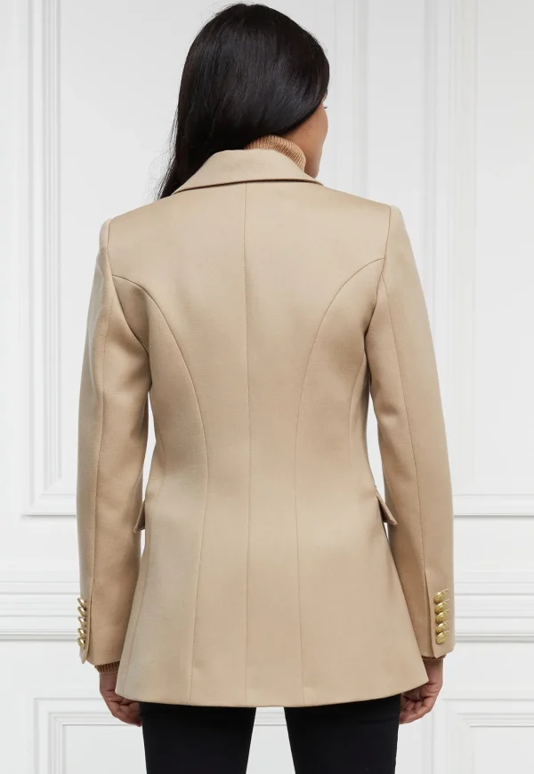 Best Double Breasted Blazer - Camel Twill Women Blazers & Jackets