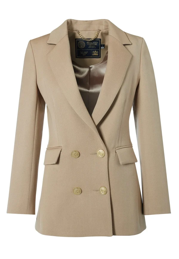 Best Double Breasted Blazer - Camel Twill Women Blazers & Jackets