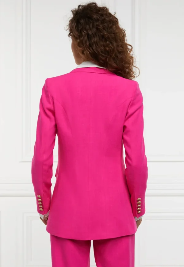 Clearance Double Breasted Blazer - Hot Pink Women Blazers & Jackets