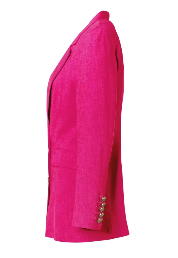 Clearance Double Breasted Blazer - Hot Pink Women Blazers & Jackets