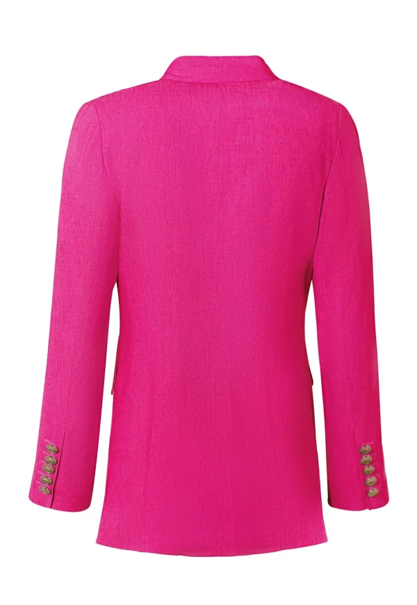 Clearance Double Breasted Blazer - Hot Pink Women Blazers & Jackets