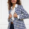 Online Double Breasted Blazer - Large Scale Navy Houndstooth Women Blazers & Jackets