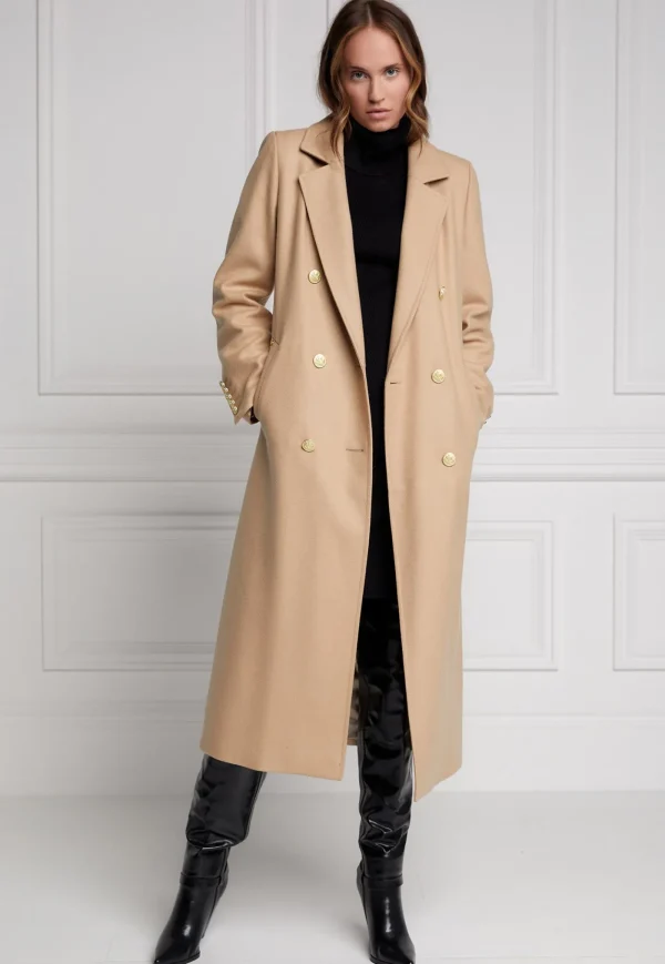 Sale Double Breasted Coat - Camel Women Coats