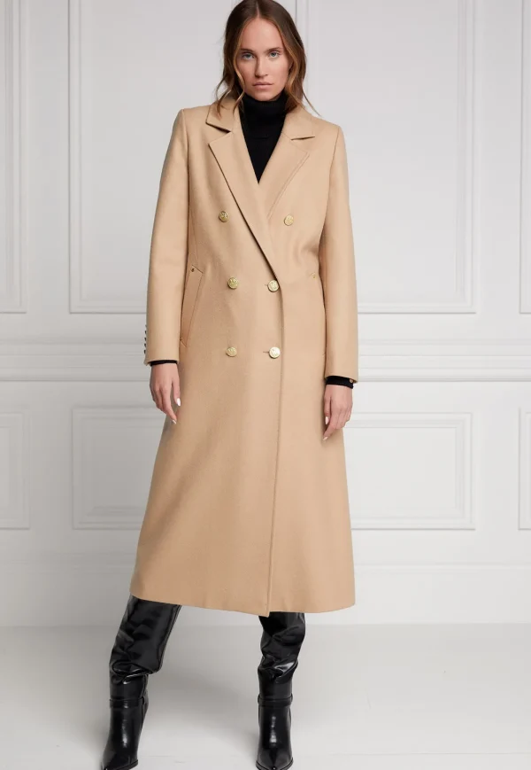Sale Double Breasted Coat - Camel Women Coats