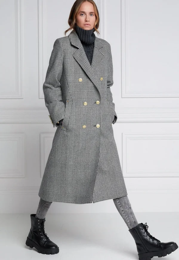 Hot Double Breasted Coat - Prince of Wales Mono Women Coats