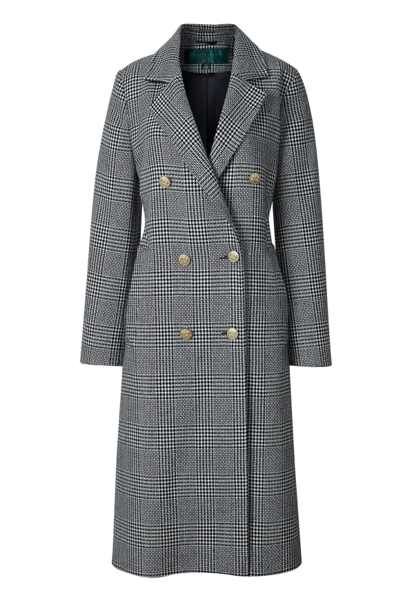 Hot Double Breasted Coat - Prince of Wales Mono Women Coats