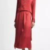Best Draped D-Ring Wrap Skirt - Dark Scarlet Women Skirts