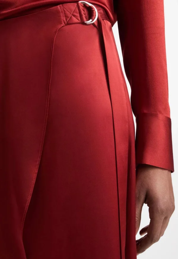 Best Draped D-Ring Wrap Skirt - Dark Scarlet Women Skirts