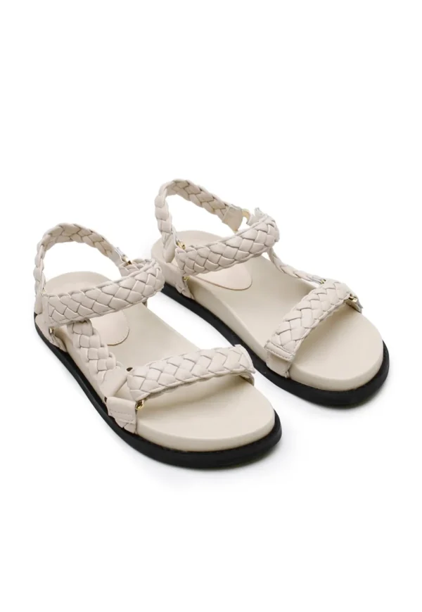 Outlet Elke Braided Sandal - Oyster Women Footwear | Slides & Sandals