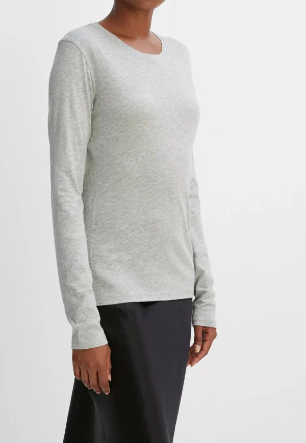 New Essential Long Sleeve Crew - Grey Women Tops & Tees