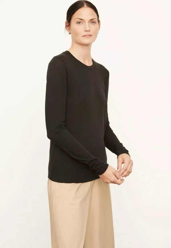 Sale Essential Long Sleeve Crew - Black Women Tops & Tees