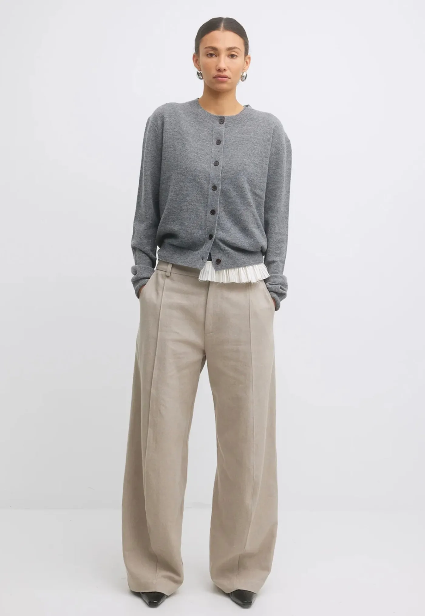 farrah_knit_cardi__gray_0.webp Sale Farrah Knit Cardi - Gray Women Knitwear
