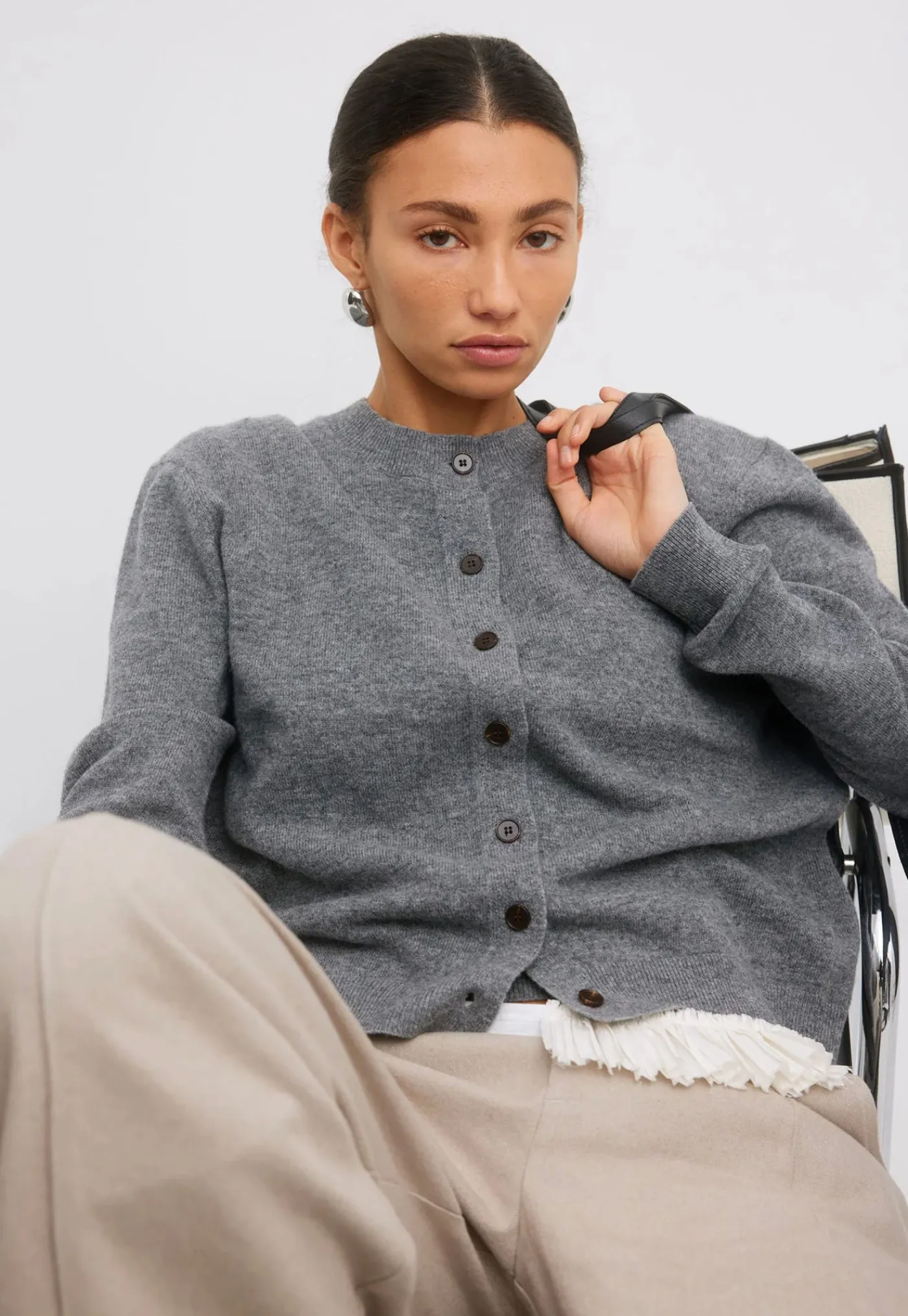 farrah_knit_cardi__gray_1.webp Sale Farrah Knit Cardi - Gray Women Knitwear