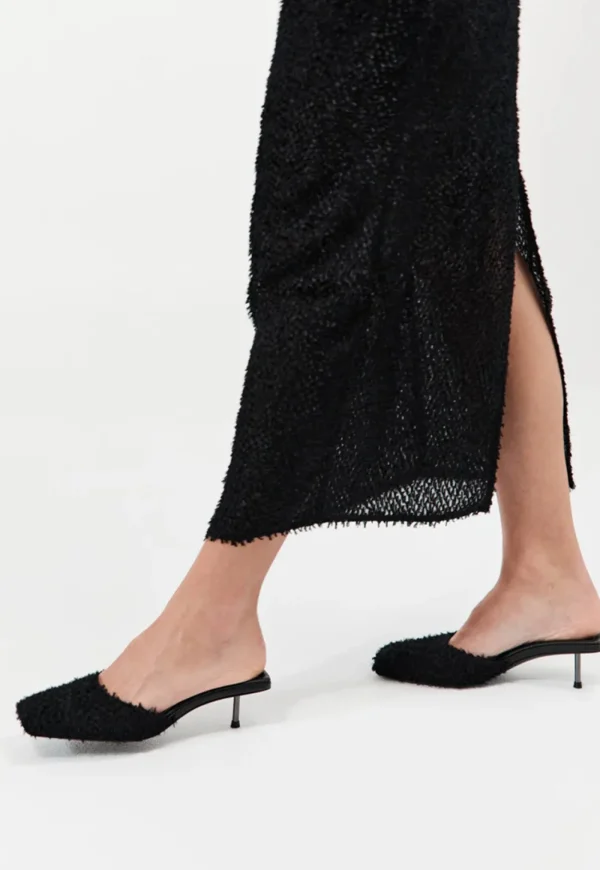 Best Feathered Square Toe Heel - Black Women Footwear | Heels