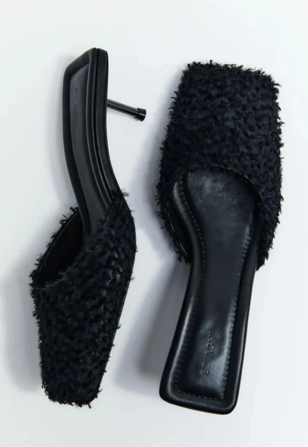 Best Feathered Square Toe Heel - Black Women Footwear | Heels